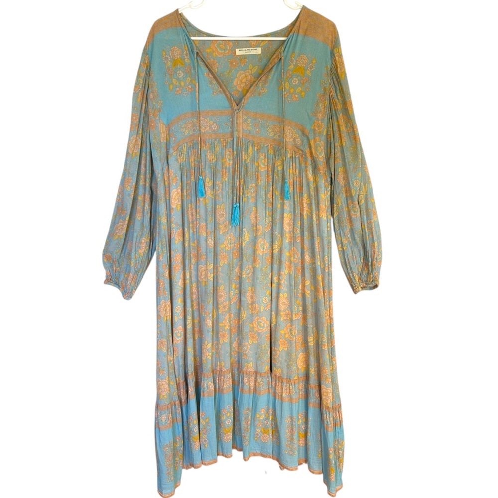 Spell Blue and Orange Midi Dress